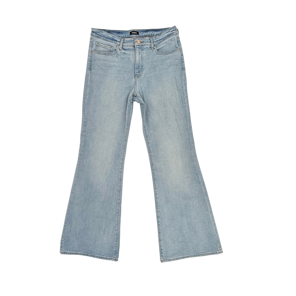 Express 70s Flare Jeans Womens 10/R Light Wash Excellent Mid Rise Wide Leg